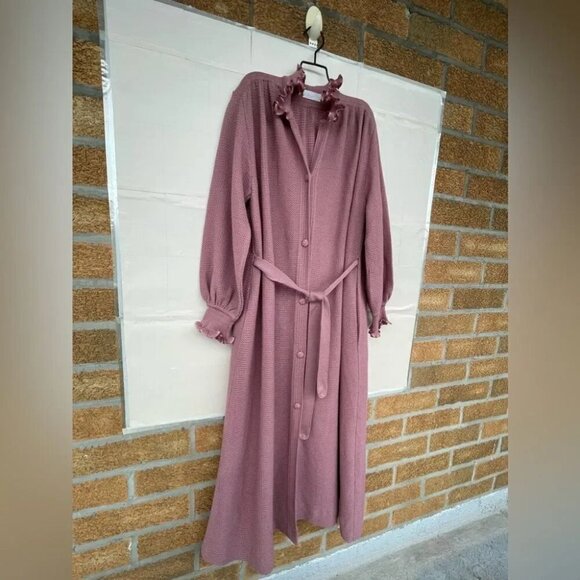 Liseuses Poggi 1973 virgin wool dusty pink duster large - Picture 2 of 16
